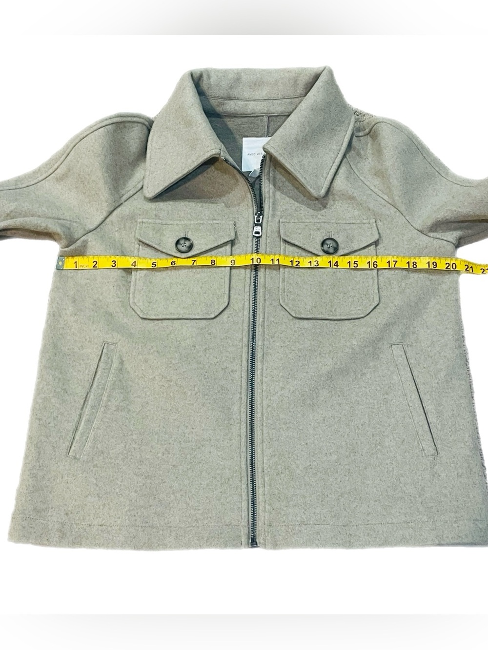 Anthropologie Avec Les Filles Relaxed Zip Front Shacket Oatmeal Felted Jacket S - Picture 6 of 9